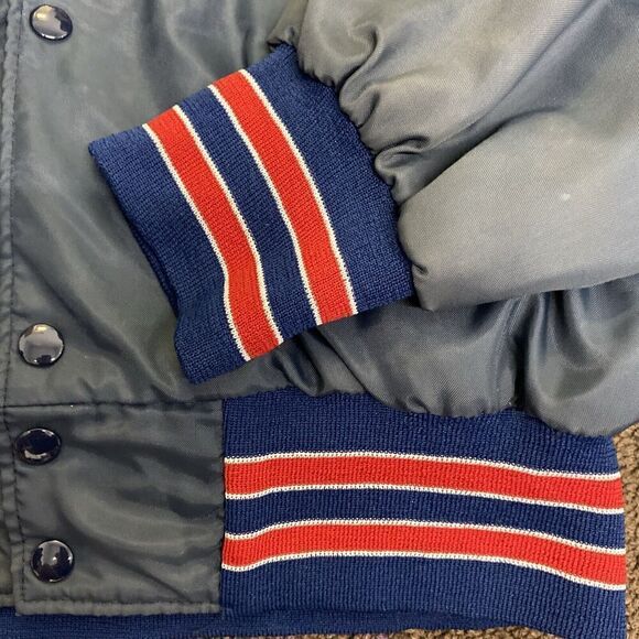 Vtg Pepsi 80s Holloway Employee Men's Bomber Jacket Striped Cuff Collar XXL Blue - Picture 6 of 10